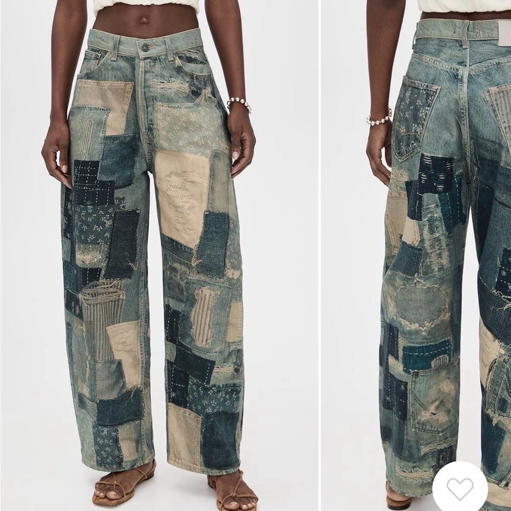 Free people illusion Patchwork printed Denim Jeans - image 1